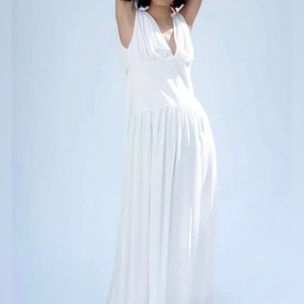 Zara white maxi combination dress new size S